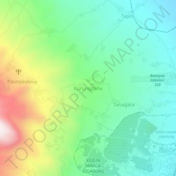 Mapa topográfico Kurungdahu, altitude, relevo