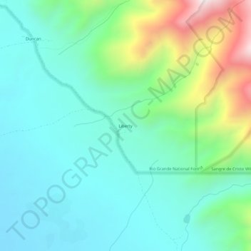 Mapa topográfico Liberty, altitude, relevo