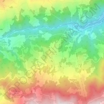 Mapa topográfico Farneta, altitude, relevo