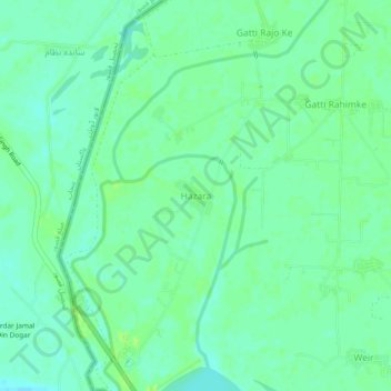 Mapa topográfico Hazara, altitude, relevo