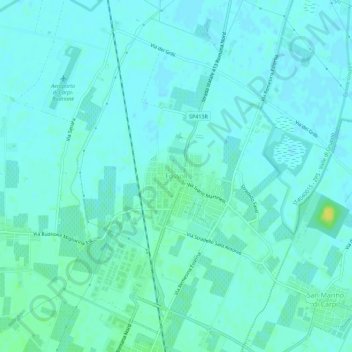 Mapa topográfico Fossoli, altitude, relevo