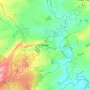 Mapa topográfico Oreton, altitude, relevo