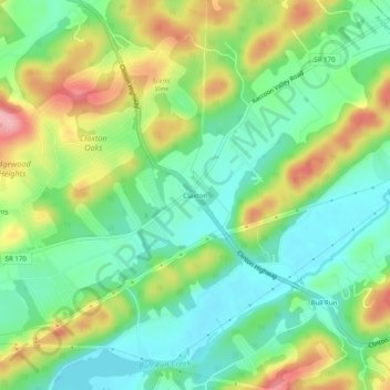 Mapa topográfico Claxton, altitude, relevo
