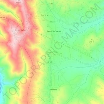 Mapa topográfico Rio de Vide, altitude, relevo