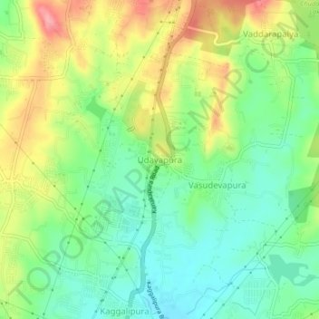 Mapa topográfico Udayapura, altitude, relevo