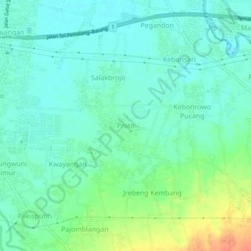 Mapa topográfico Proto, altitude, relevo