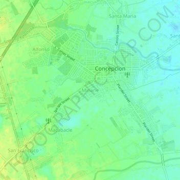 Mapa topográfico Minane, altitude, relevo