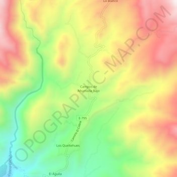 Mapa topográfico Campos de Ahumada Bajo, altitude, relevo