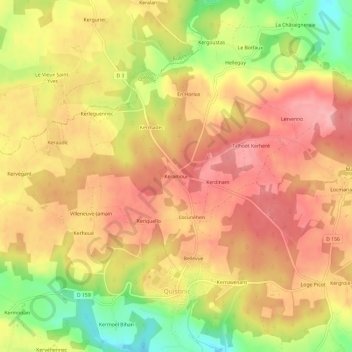 Mapa topográfico Keramour, altitude, relevo