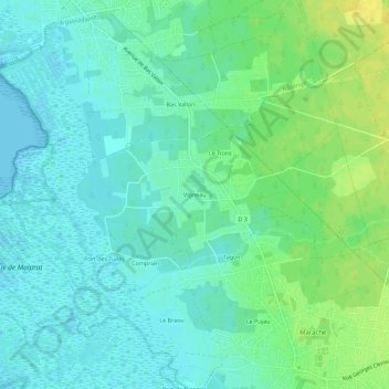 Mapa topográfico Vigneau, altitude, relevo