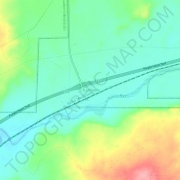 Mapa topográfico Chambers, altitude, relevo