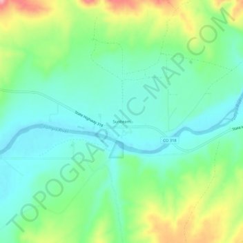 Mapa topográfico Sunbeam, altitude, relevo
