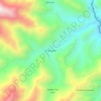 Mapa topográfico El Guayabo, altitude, relevo