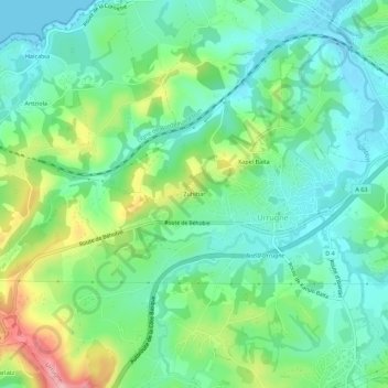 Mapa topográfico Zuhibar, altitude, relevo