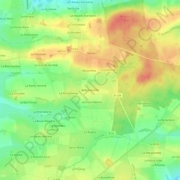 Mapa topográfico Belle-Fontaine, altitude, relevo