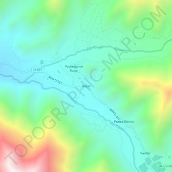 Mapa topográfico Rapel, altitude, relevo