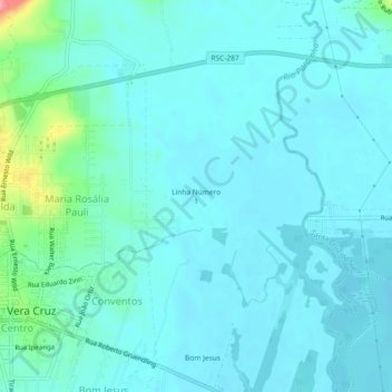 Mapa topográfico Linha Número 1, altitude, relevo