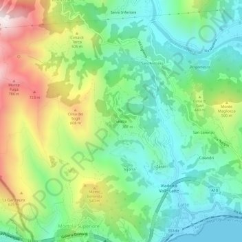 Mapa topográfico Sealza, altitude, relevo