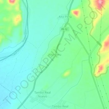 Mapa topográfico Alto Peru, altitude, relevo