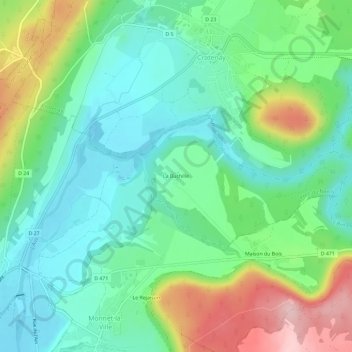 Mapa topográfico La Buchille, altitude, relevo