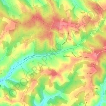 Mapa topográfico Lorette, altitude, relevo