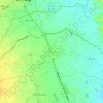 Mapa topográfico Buensuceso, altitude, relevo