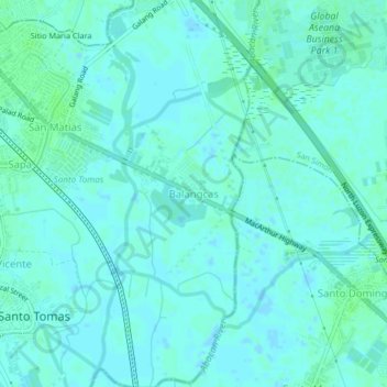 Mapa topográfico Balangcas, altitude, relevo