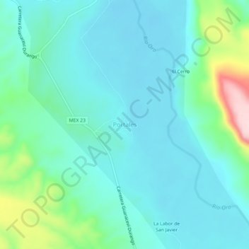 Mapa topográfico Portales, altitude, relevo