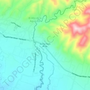 Mapa topográfico Barrio Frank Music, altitude, relevo