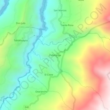 Mapa topográfico Pallatanga, altitude, relevo