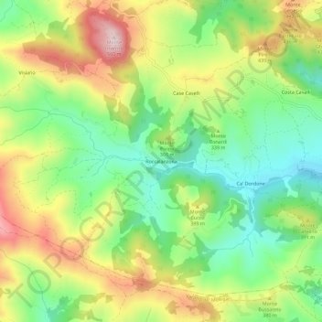 Mapa topográfico Roccalanzona, altitude, relevo