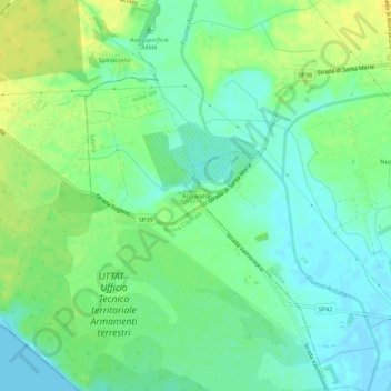 Mapa topográfico Acciarella, altitude, relevo
