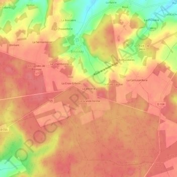 Mapa topográfico La Verrerie, altitude, relevo