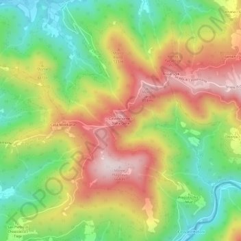 Mapa topográfico Castelmonte / Stara Gora, altitude, relevo