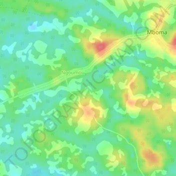 Mapa topográfico Ngoumou, altitude, relevo