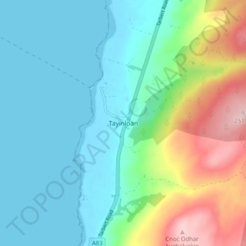 Mapa topográfico Tayinloan, altitude, relevo