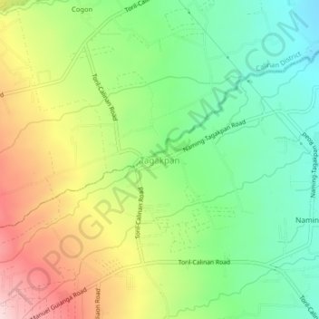 Mapa topográfico Tagakpan, altitude, relevo