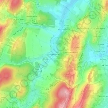 Mapa topográfico Hameau Rebey, altitude, relevo
