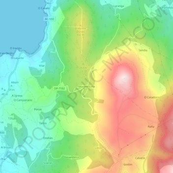 Mapa topográfico Montemuíño, altitude, relevo