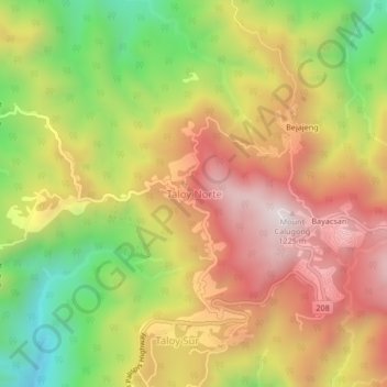 Mapa topográfico Taloy Norte, altitude, relevo