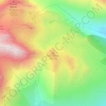 Mapa topográfico Roc d'Enfer, altitude, relevo
