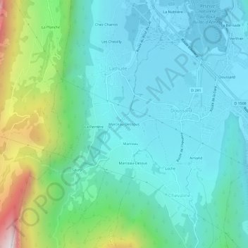 Mapa topográfico Marceau-Dessous, altitude, relevo