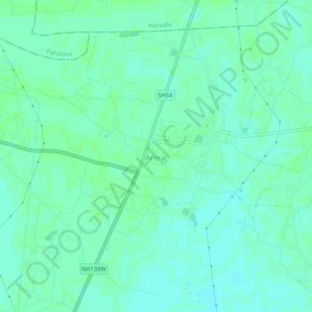 Mapa topográfico Areraj, altitude, relevo
