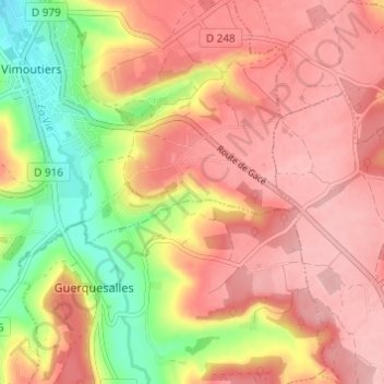 Mapa topográfico Malvoue, altitude, relevo