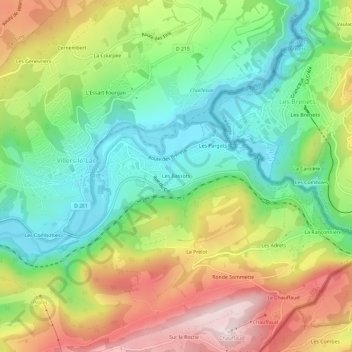Mapa topográfico Les Bassots, altitude, relevo