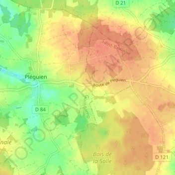 Mapa topográfico Le Roha, altitude, relevo