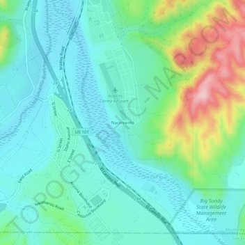Mapa topográfico Nacimiento, altitude, relevo