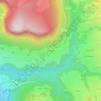 Mapa topográfico Montagny, altitude, relevo