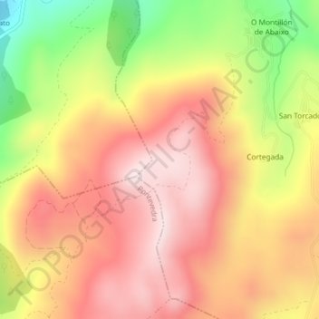 Mapa topográfico Cregos, altitude, relevo