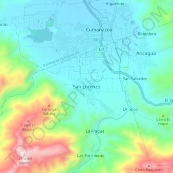 Mapa topográfico San Lorenzo, altitude, relevo
